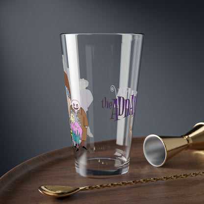The Addams Family Pint Glass, 16oz - Hanna-Barbera Saturday Morning Cartoon 1970s - Morticia, Gomez, Pugsley, Wednesday, Lurch, Uncle Fester