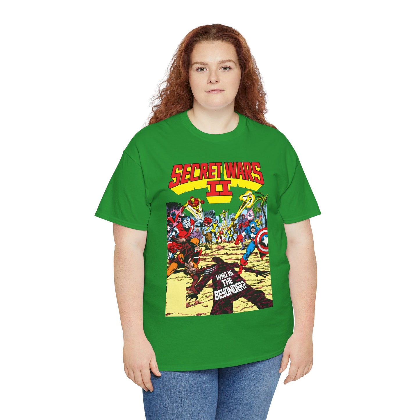 Secret Wars II T-Shirt - John Byrne Art - X-Men, New Mutants, Captain America - The Beyonder - Marvel Comics Series, 1980s