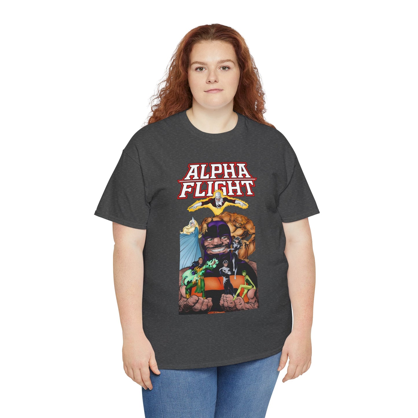 Alpha Flight T-Shirt - John Byrne Art - Guardian, Aurora, Northstar, Shaman, Snowbird, Puck - Marvel Comics