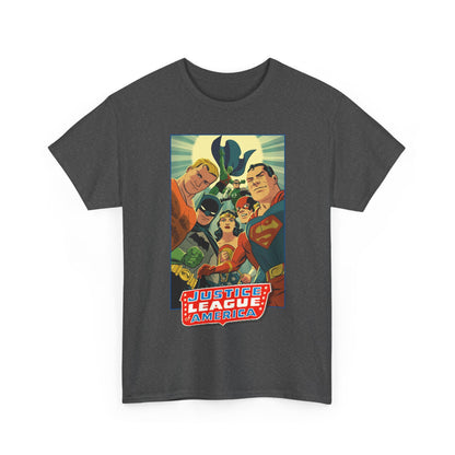 Justice League of America T-Shirt - Michael Cho Art - Superman, Flash, Wonder Woman, Green Lantern, Batman, Martian Manhunter - Silver Age Team - DC Comics