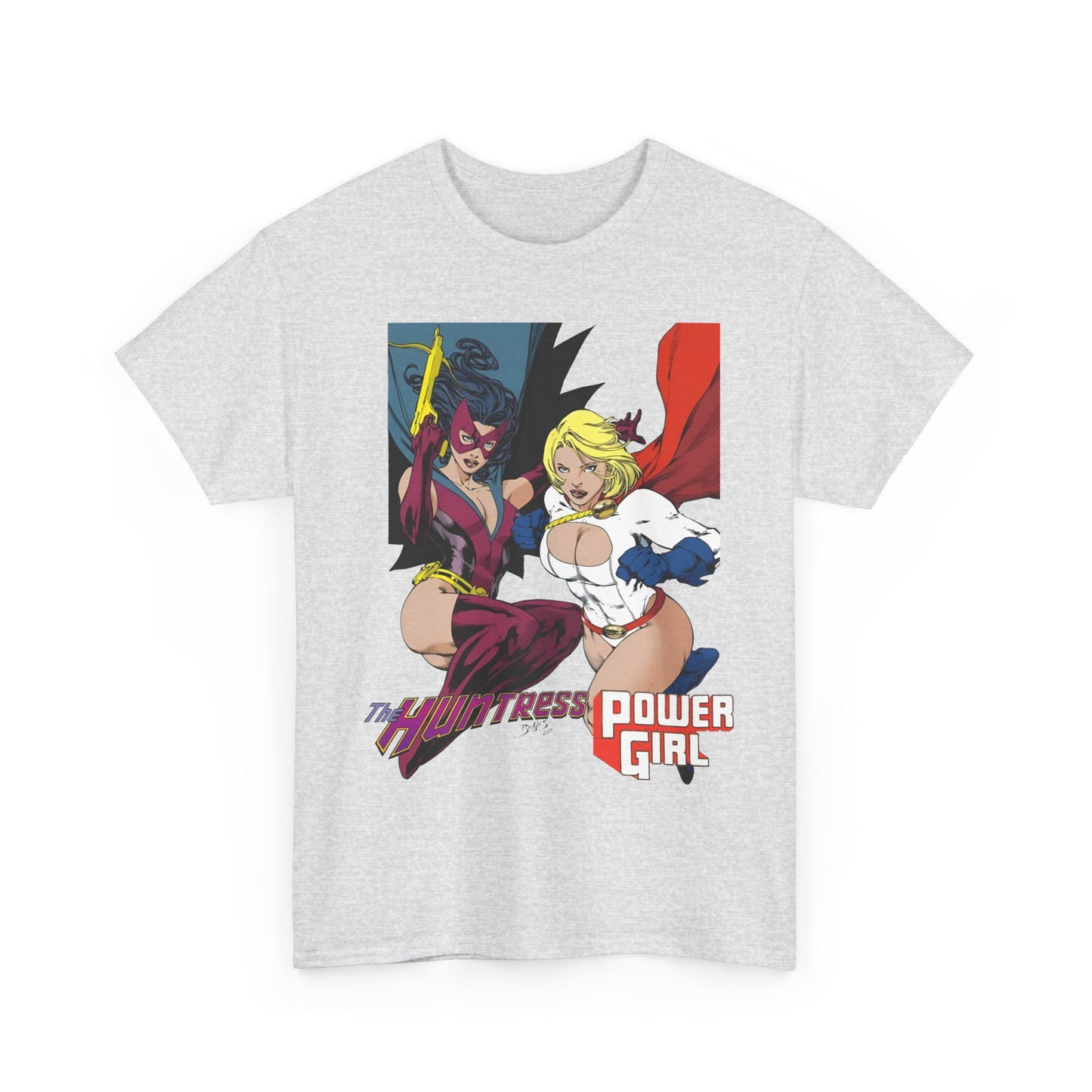 Huntress & Power Girl T-Shirt - Ed Benes Art - Justice Society, JSA, Earth 2 - DC Comics Bronze Age, Pre-Crisis Heroes