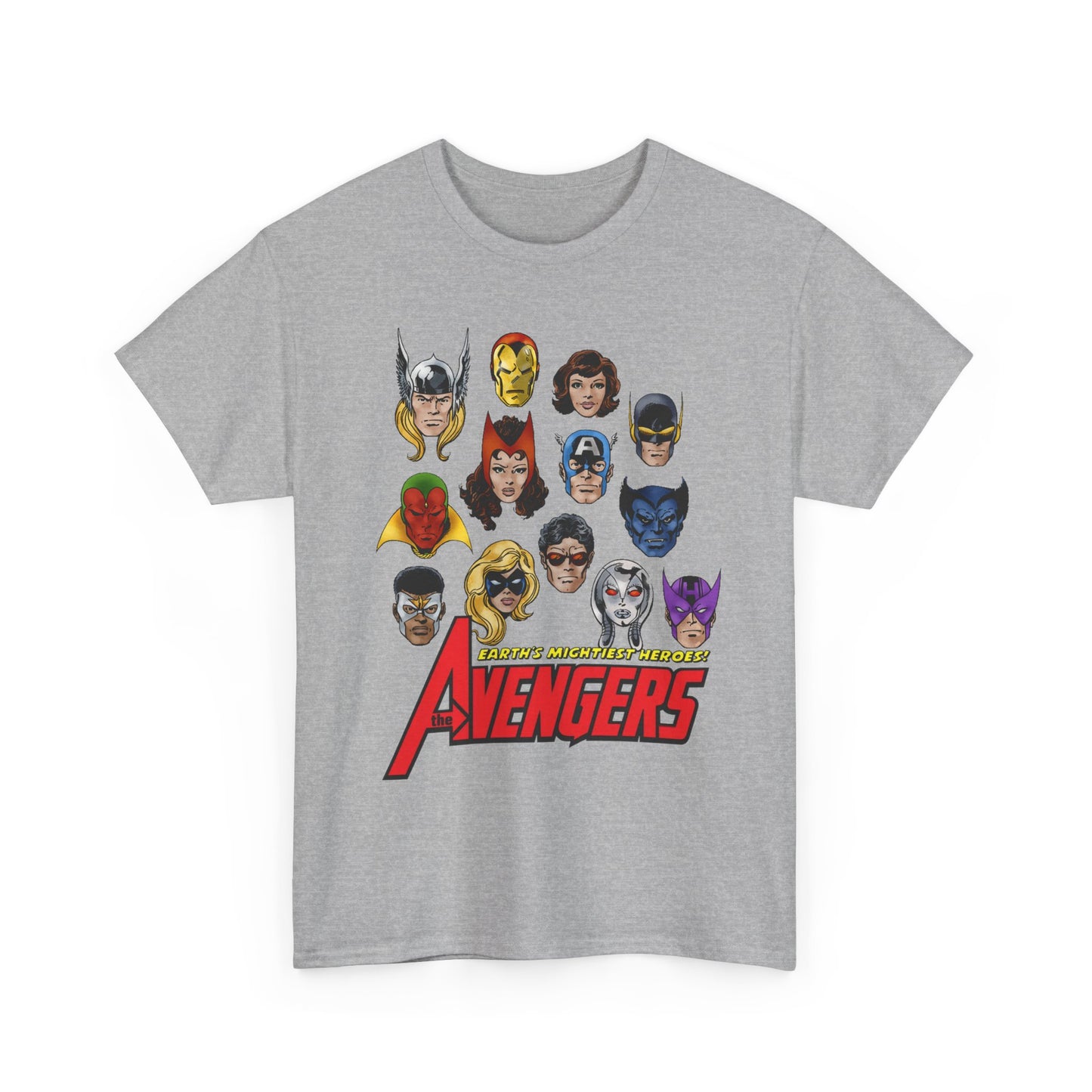 Avengers T-Shirt - John Byrne Art - Captain America, Scarlet Witch, Iron Man, Thor, Vision, Hawkeye, Wonder Man - Marvel Comics