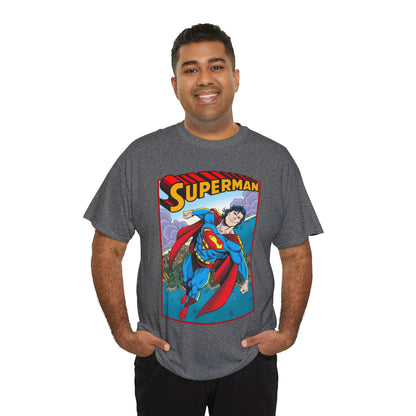 Superman T-Shirt - Tom Grummett Art - DC Comics - Metropolis, Man of Steel Flying Through the Sky - Post-Reign of the Supermen Storyline Artwork