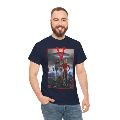 V T-Shirt - Visitors 1983 NBC Sci-Fi Aliens Series - Mike Donovan, Diana, Lydia