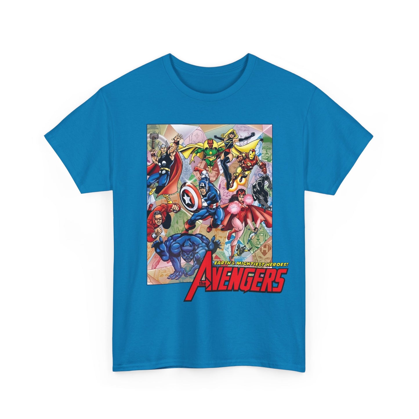 Avengers T-Shirt - George Perez Art - Captain America, Iron Man, Thor, Scarlet Witch, Black Panther, Wonder Man, Beast, Vision - Marvel Comics