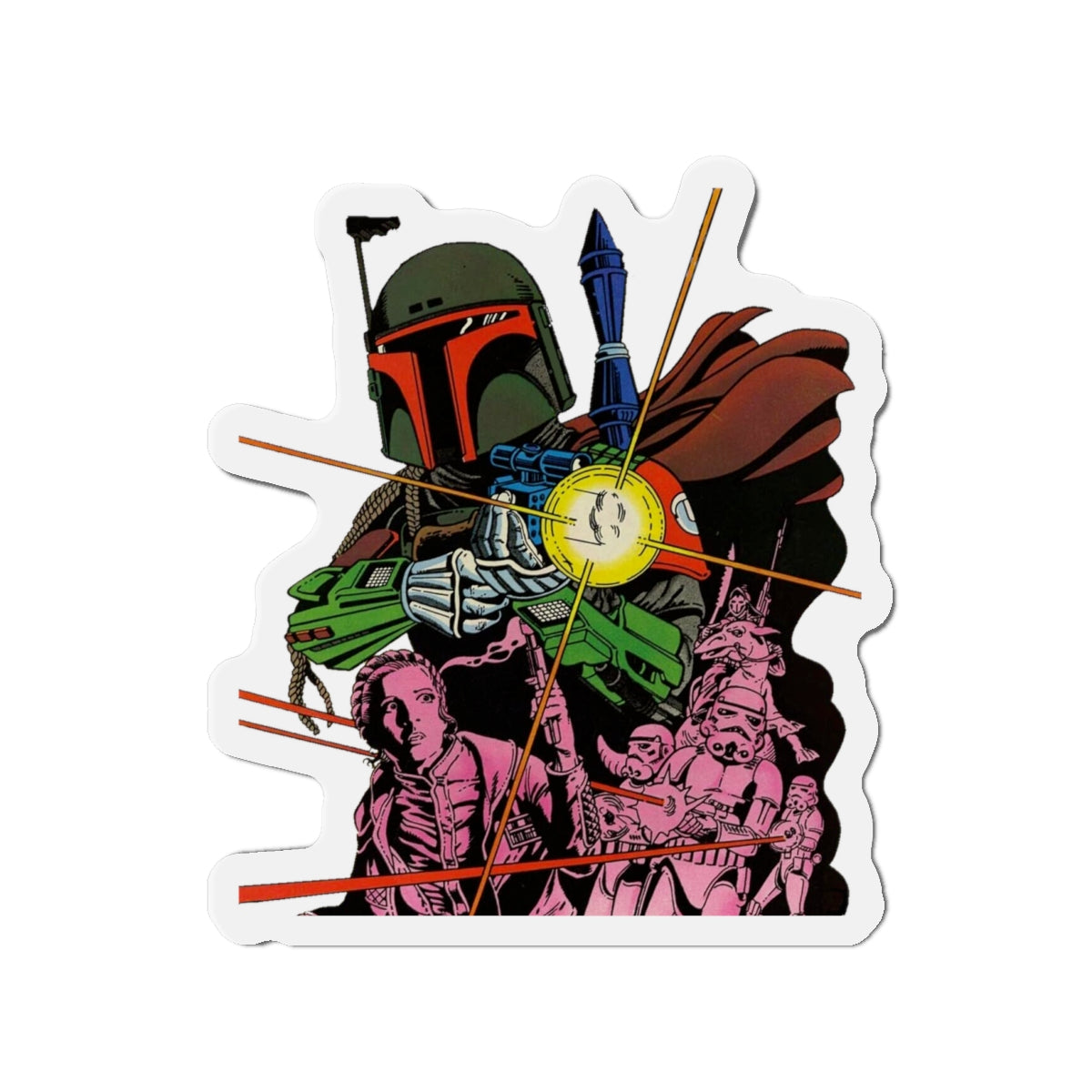 Boba Fett Die-Cut Magnet - Star Wars: The Empire Strikes Back - Bounty Hunter - Marvel Comics Art - 3", 4", 5", 6"