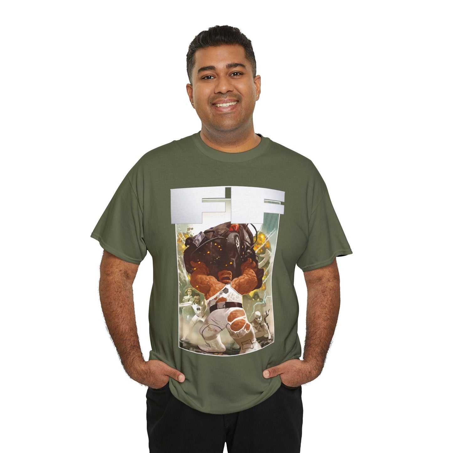 FF T-Shirt - Daniel Acuna Art - Fantastic Four - Mr. Fantastic, Invisible Woman, Thing, Spider-Man - Marvel Comics