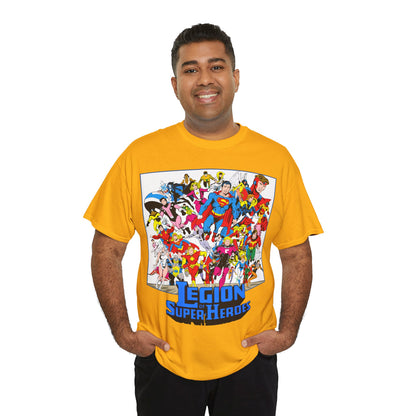 Legion of Super-Heroes T-Shirt - Greg Laroque Art - Who's Who in DC Comics - Superboy, Cosmic Boy, Dream Girl, Dawnstar, Supergirl, Sun Boy, Wildfire, Element Lad, Invisible Kid, Saturn Girl, Lightning Lad - DC Comics