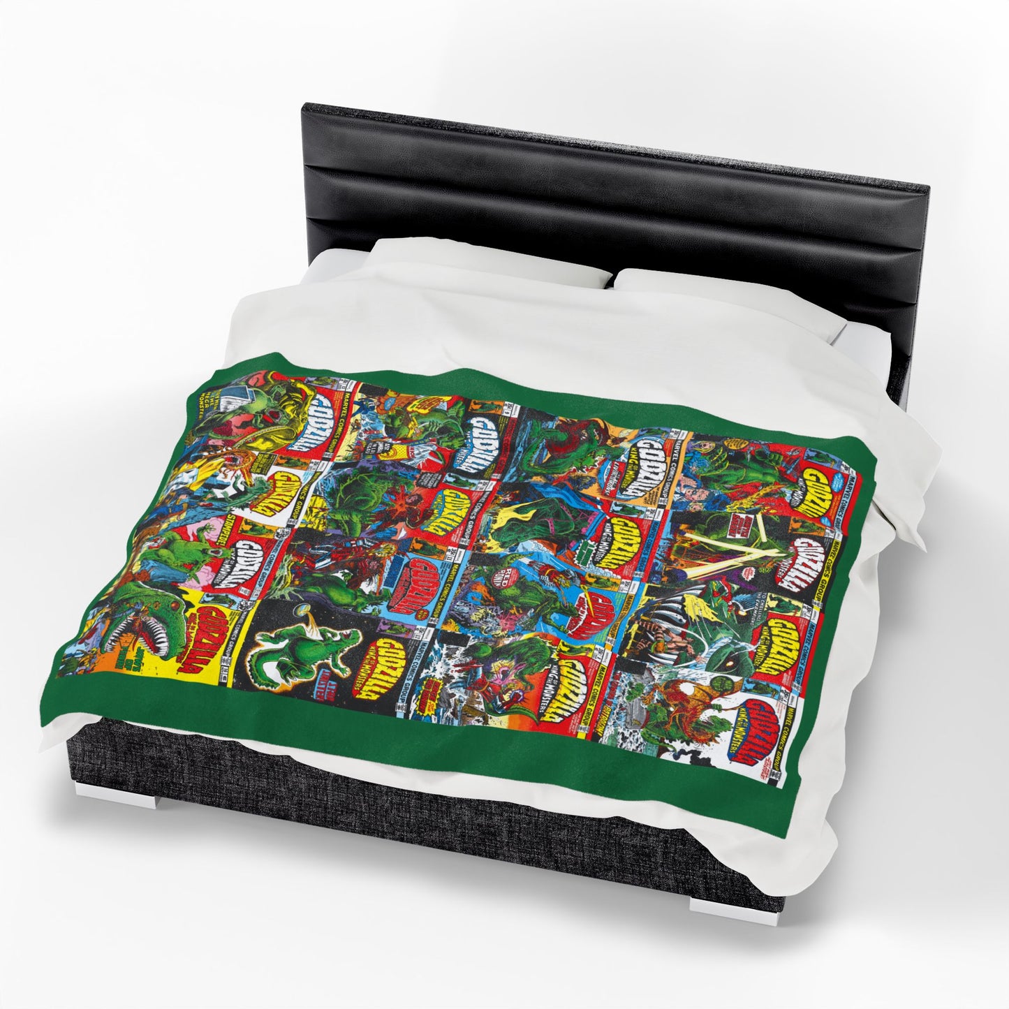 Godzilla King of the Monsters Velveteen Plush Blanket 60x80" - Original Marvel Comics Covers from the 1970s - Soft & Comfy