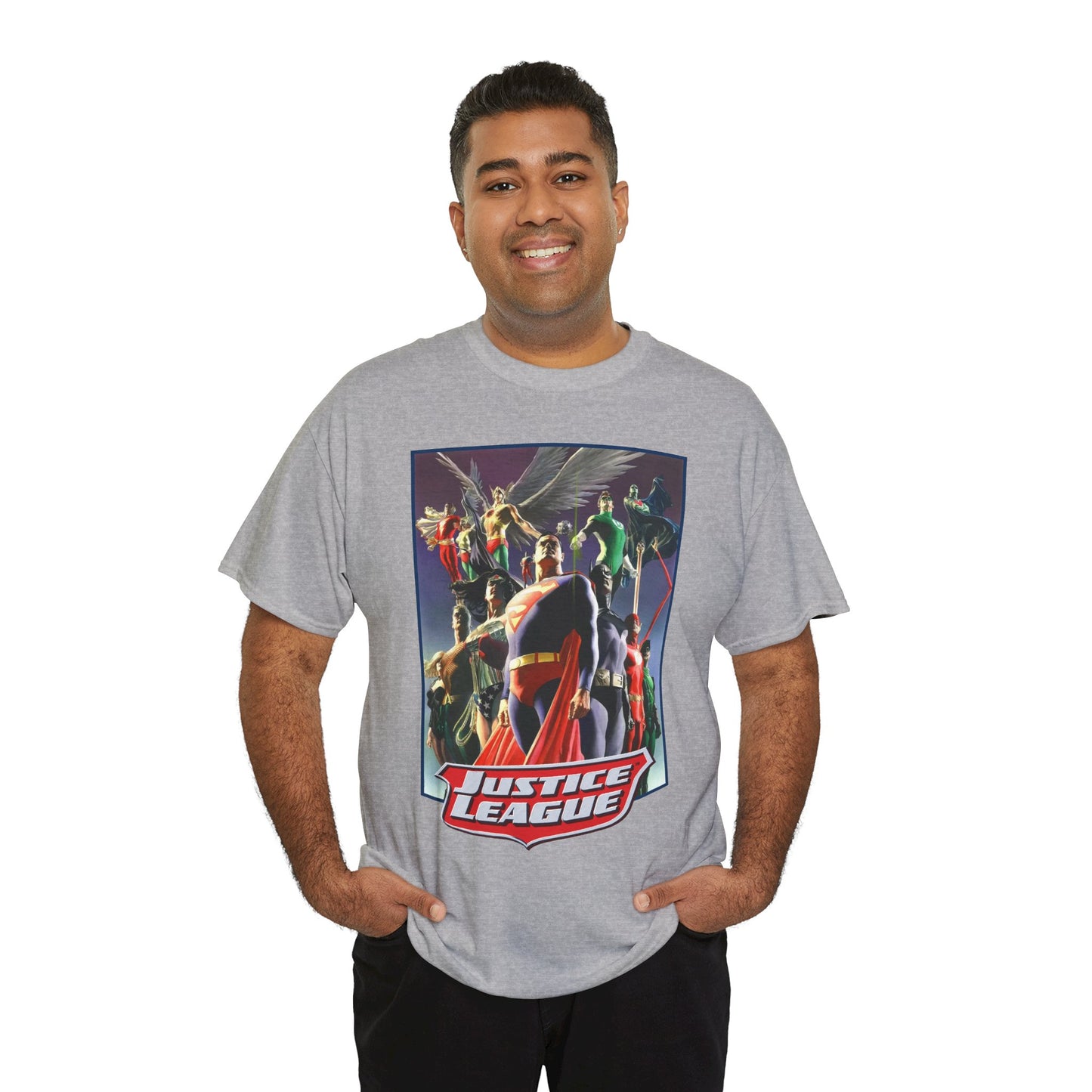 Justice League T-Shirt - Alex Ross Art - Superman, Wonder Woman, Black Canary, Hawkman, Flash, Aquaman, Atom - DC Comics