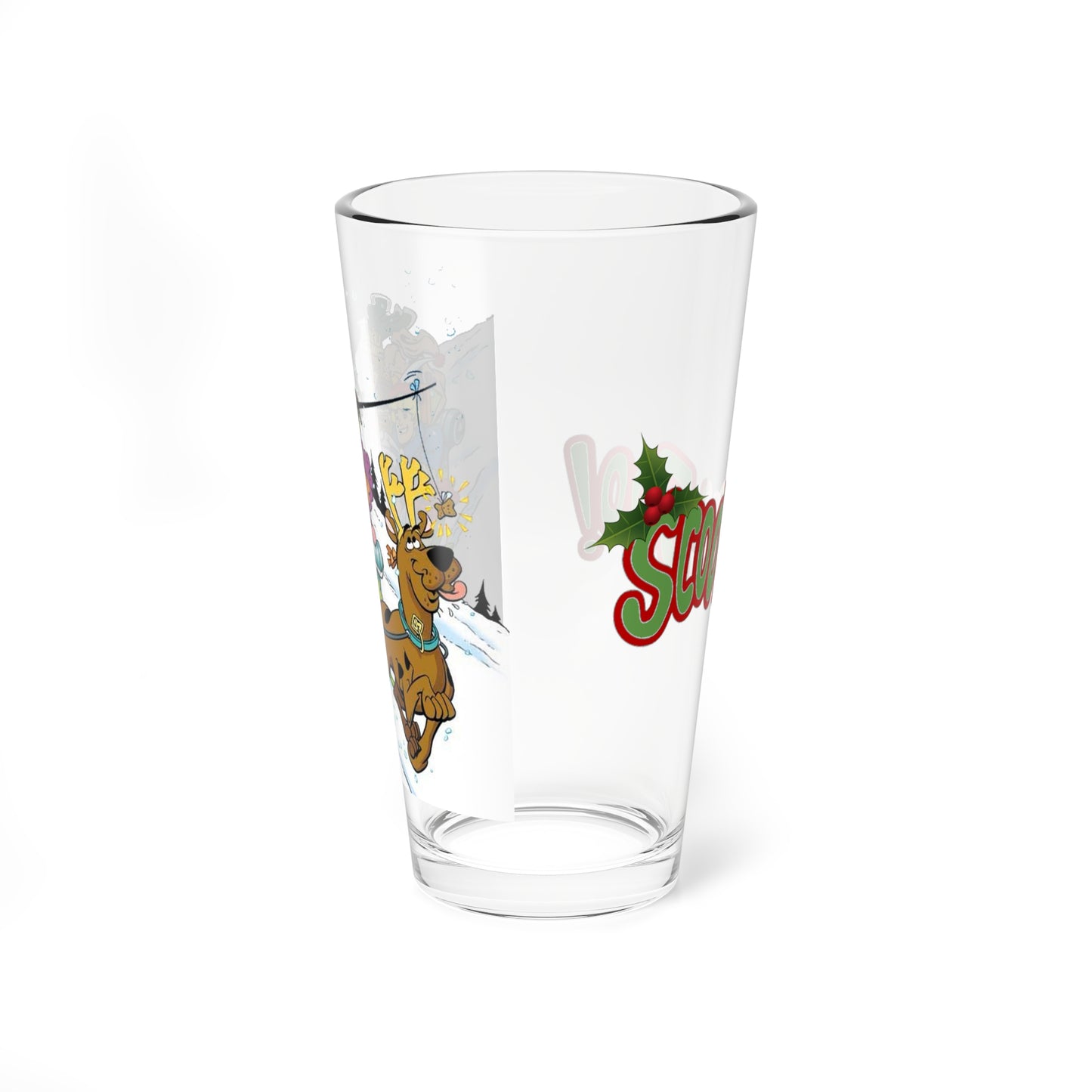 Scooby Doo Christmas Pint Glass, 16oz - Shaggy, Daphne, Fred, Velma - Mystery Inc - Hanna-Barbera Cartoon Holiday