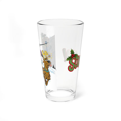 Scooby Doo Christmas Pint Glass, 16oz - Shaggy, Daphne, Fred, Velma - Mystery Inc - Hanna-Barbera Cartoon Holiday