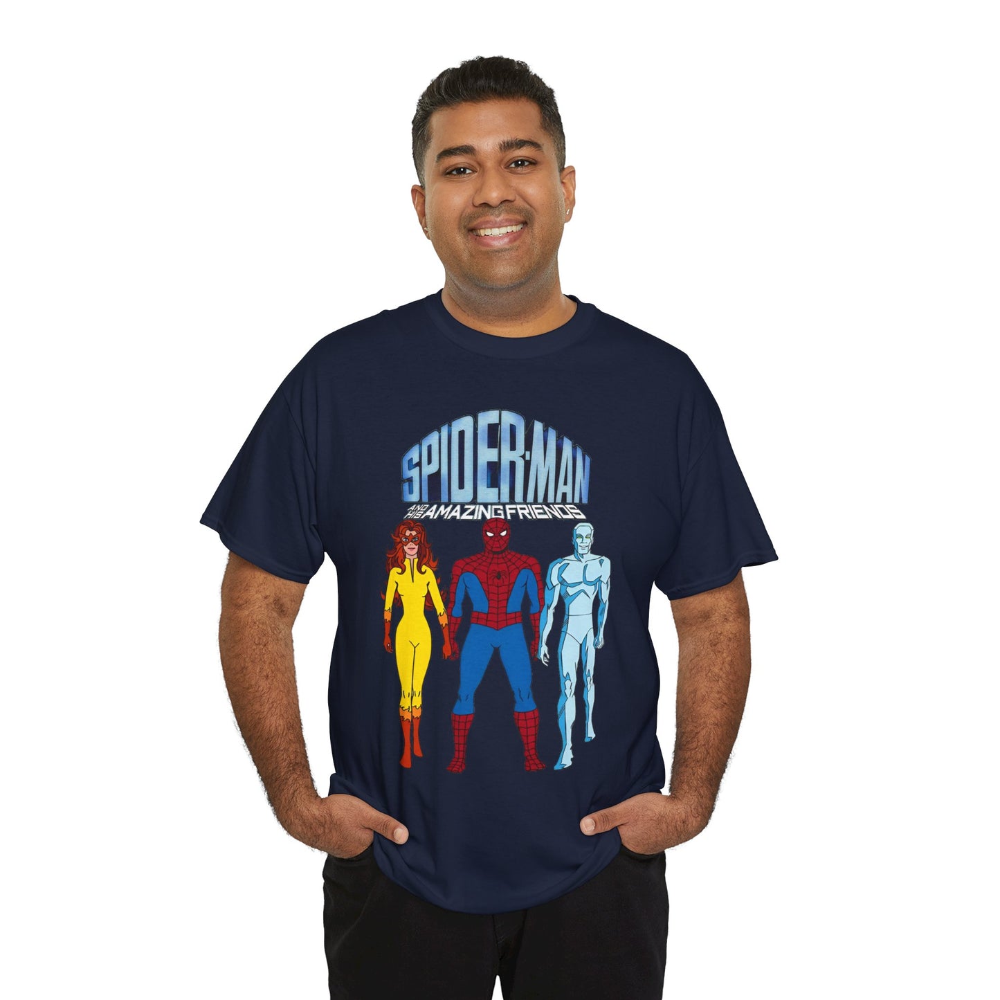 Spider-Man & His Amazing Friends T-Shirt - Spidey, Firestar, Iceman - Popular 1980s Marvel TV Cartoon - Marvel Comics