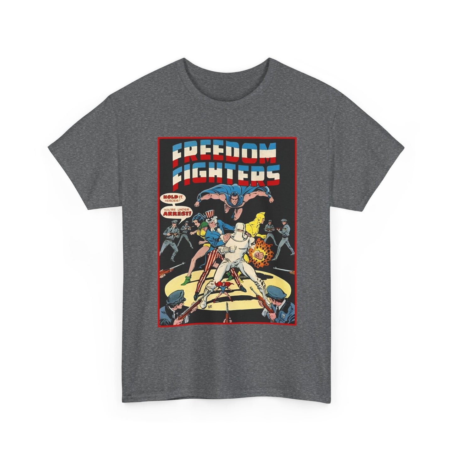 Freedom Fighters T-Shirt - 70s Series - Uncle Sam, The Ray, Phantom Lady, Doll Man, Black Condor, Human Bomb - DC Comics