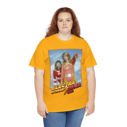 Electra Woman & Dyna Girl T-Shirt - Popular Krofft Supershow Characters from the 1970s - Deidre Hall & Judy Strangis