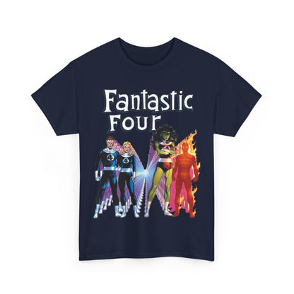 Fantastic Four T-Shirt - John Byrne Art - She-Hulk, Reed Richards, Human Torch, Invisible Woman - Marvel Comics