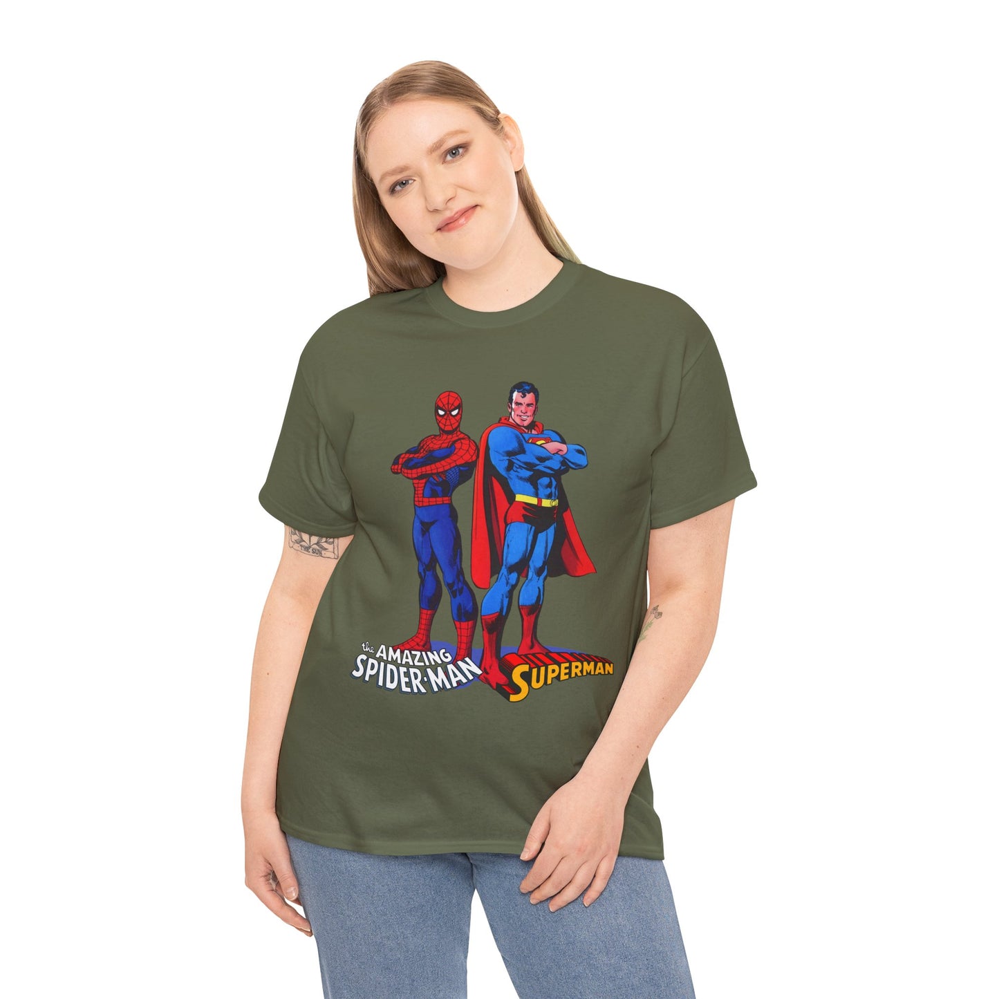 Amazing Spider-Man & Superman T-Shirt - Classic 1970s Marvel/DC Comics Crossover - Peter Parker & Clark Kent