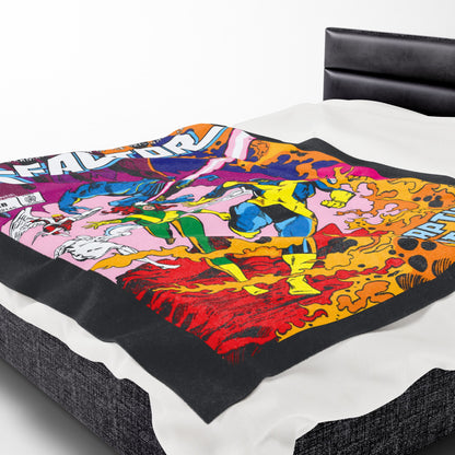X-Factor Plush Blanket 60x80" - Cyclops, Jean Grey, Beast, Angel, Iceman - X-Men Spin-Off - Marvel Comics