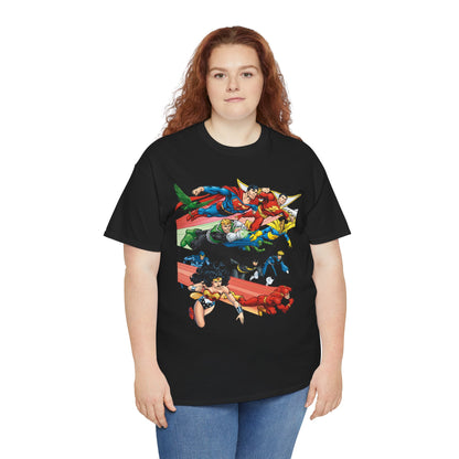 DC Legends T-Shirt - John Byrne Art - Superman, Dr Fate, Blue Beetle, Wonder Woman, Black Canary, Guy Gardner - DC Comics