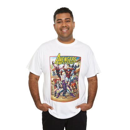 West Coast Avengers T-Shirt - Todd Nauck Art - Hawkeye, Iron Man, Wonder Man, Tigra, Vision - Marvel Comics