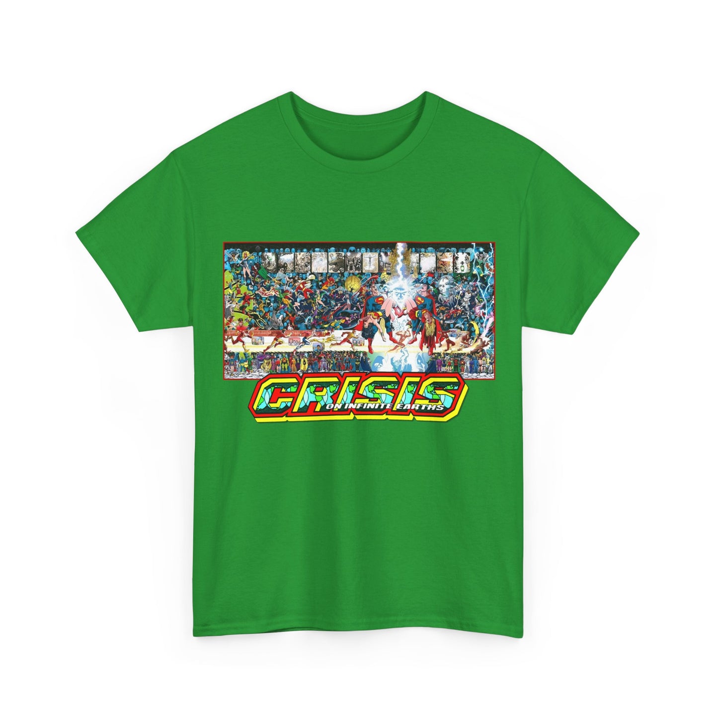 Crisis on Infinite Earths T-Shirt - Jerry Ordway/George Perez Art - Updated 2025 Poster Art - Superman, Wonder Woman, Supergirl, Flash, Harbinger, Pariah, Obsidian, Firestorm - DC Comics