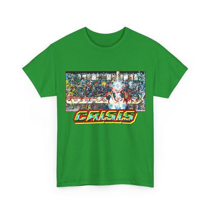 Crisis on Infinite Earths T-Shirt - Jerry Ordway/George Perez Art - Updated 2025 Poster Art - Superman, Wonder Woman, Supergirl, Flash, Harbinger, Pariah, Obsidian, Firestorm - DC Comics