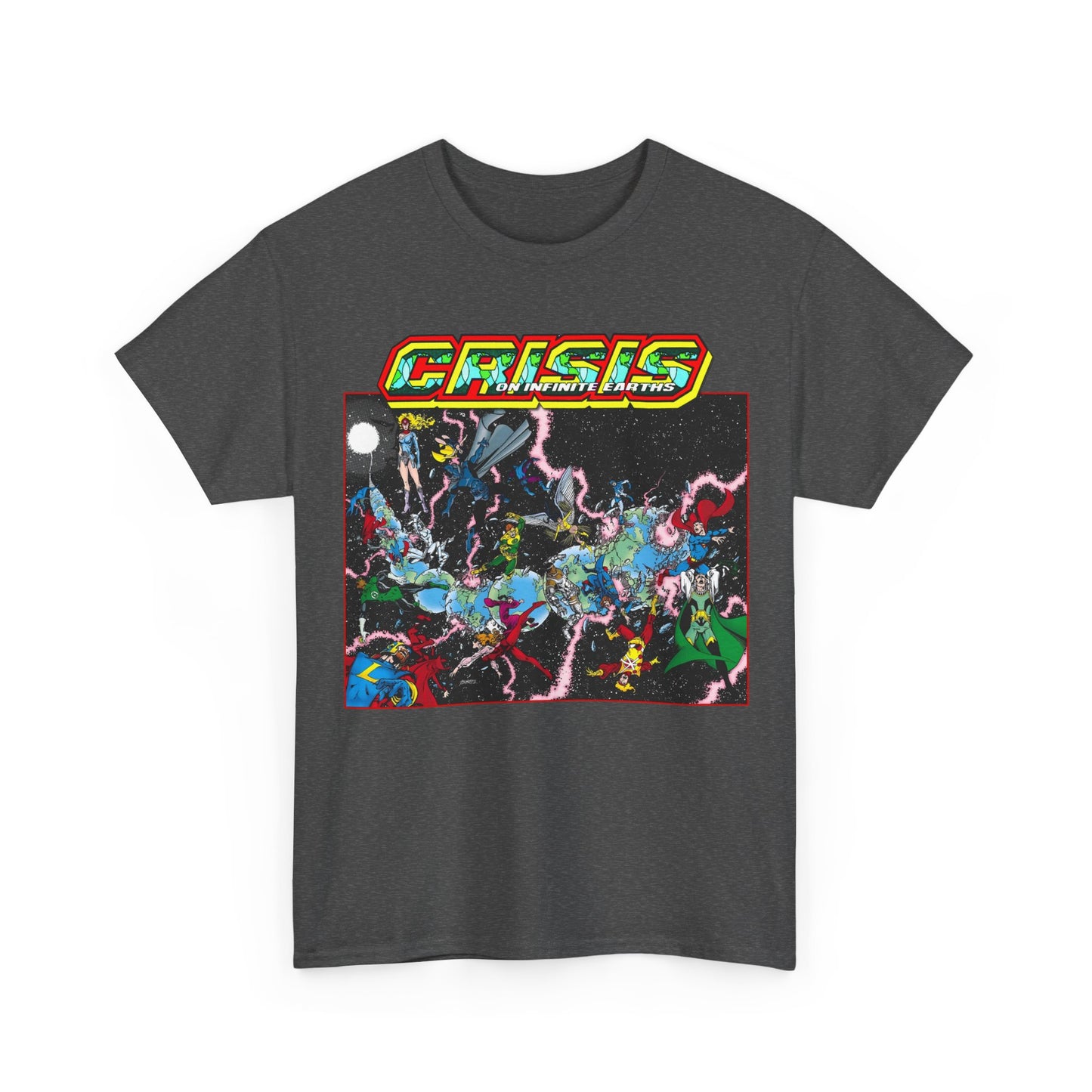 Crisis on Infinite Earths T-Shirt - George Perez Art - #1 Cover, First Issue - Harbinger, Pariah, Obsidian, Firestorm - DC Comics