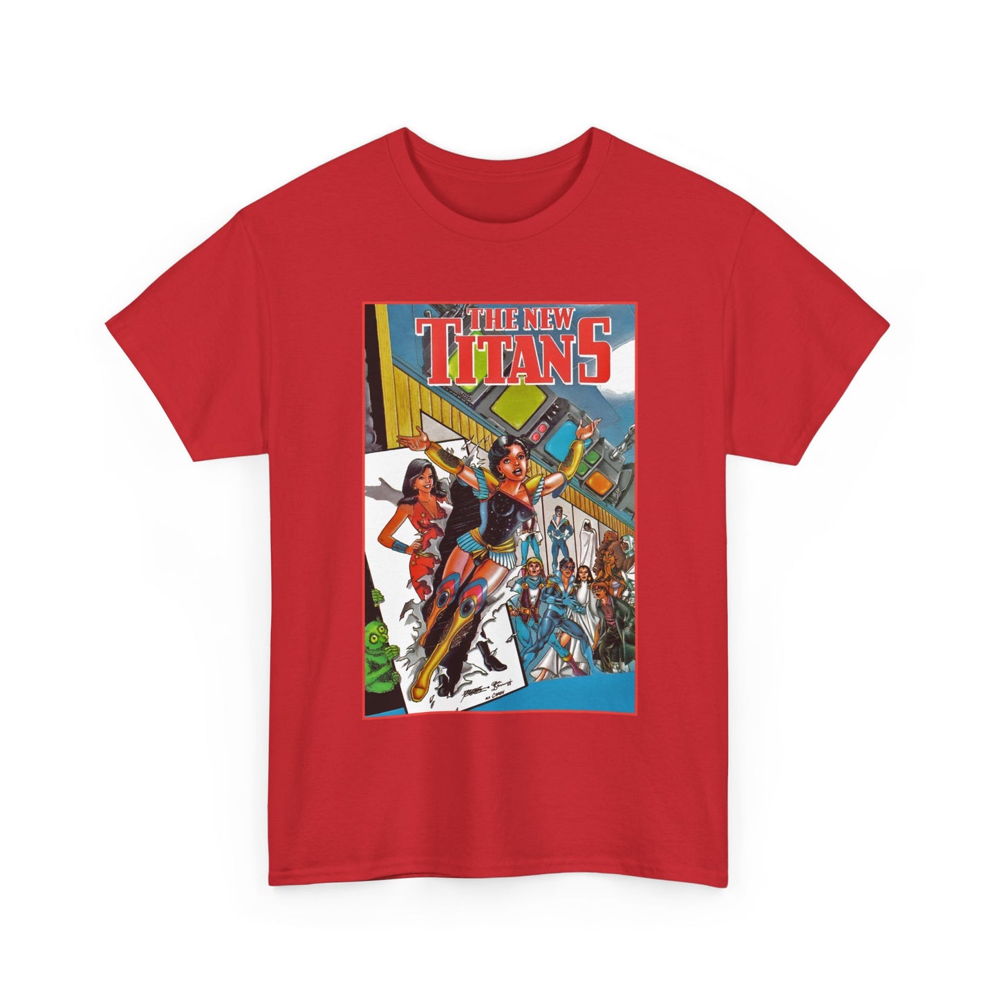 New Titans T-Shirt - George Perez Art - Troia 1st Appearance - Nightwing, Cyborg, Starfire, Raven, Jericho, Changeling - DC Comics