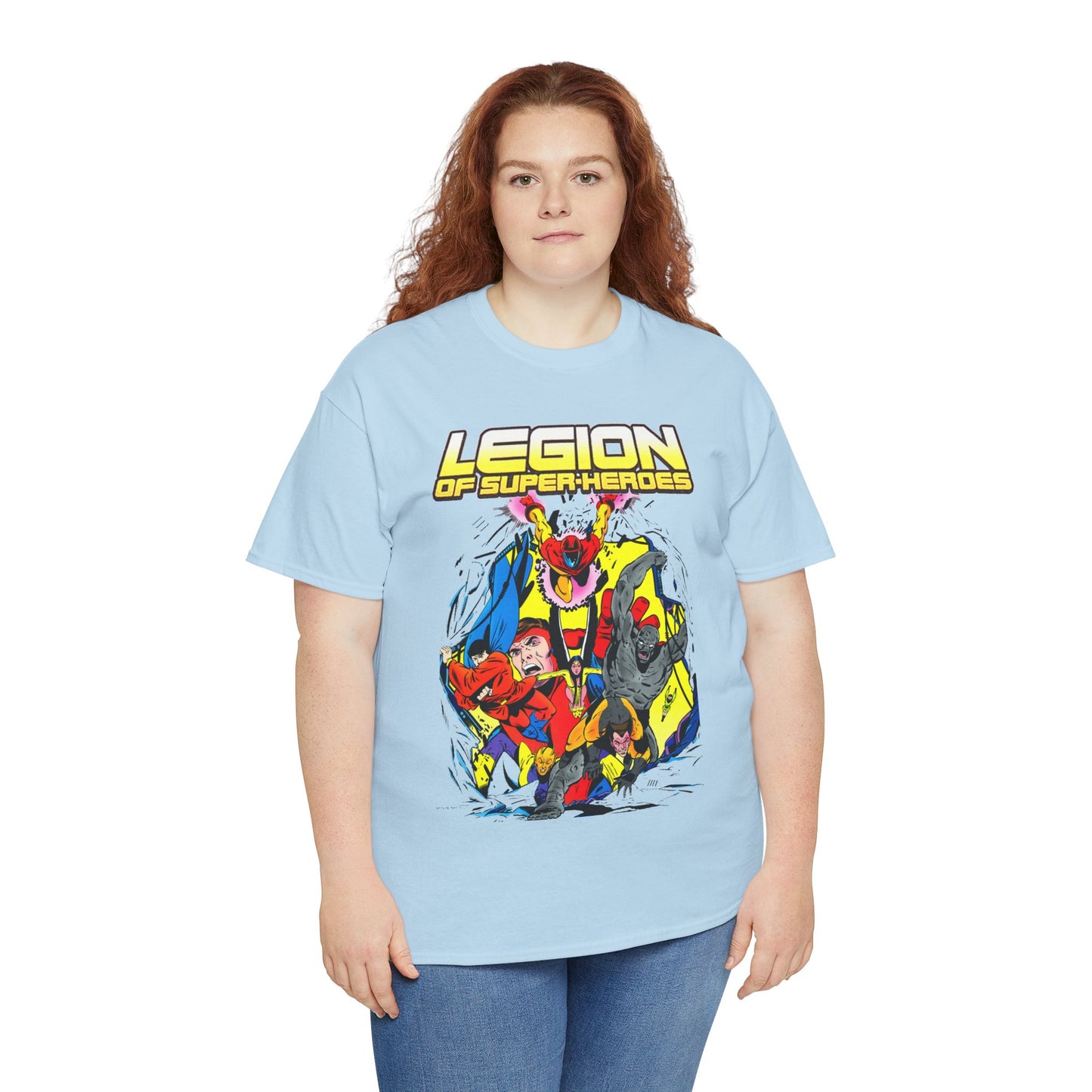 Legion of Super-Heroes T-Shirt - Mon-El, Colossal Kid, Wildfire, Dawnstar, Blok, Timber Wolf - LOSH - DC Comics