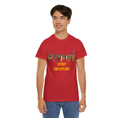 Superboy & Legion of Super-Heroes T-Shirt - 1970s DC Comics Art - Saturn Girl, Lightning Lad, Brainiac 5, Supergirl, Dawnstar, Mon-El, Bouncing Boy, Wildfire - LOSH