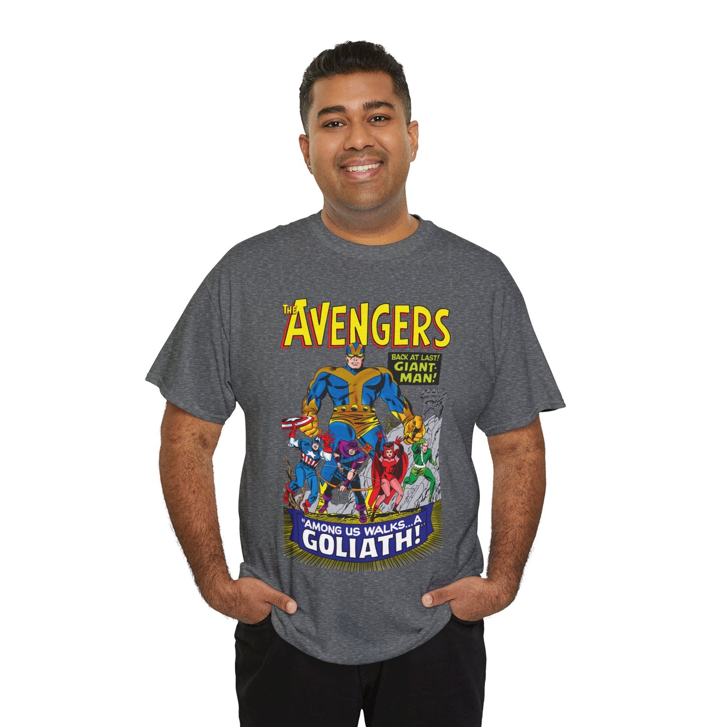Avengers T-Shirt - Silver Age Art - Early Giant-Man Appearance - Captain America, Hawkeye, Scarlet Witch, Quicksilver - Marvel Comics