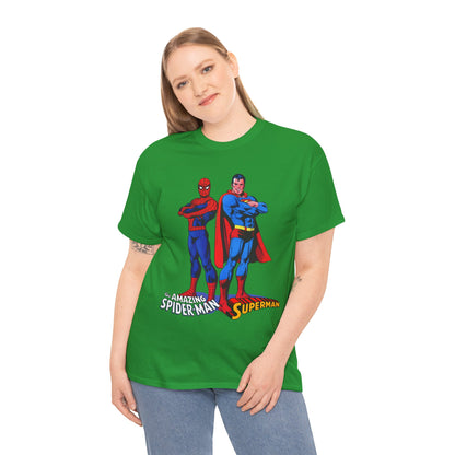 Amazing Spider-Man & Superman T-Shirt - Classic 1970s Marvel/DC Comics Crossover - Peter Parker & Clark Kent
