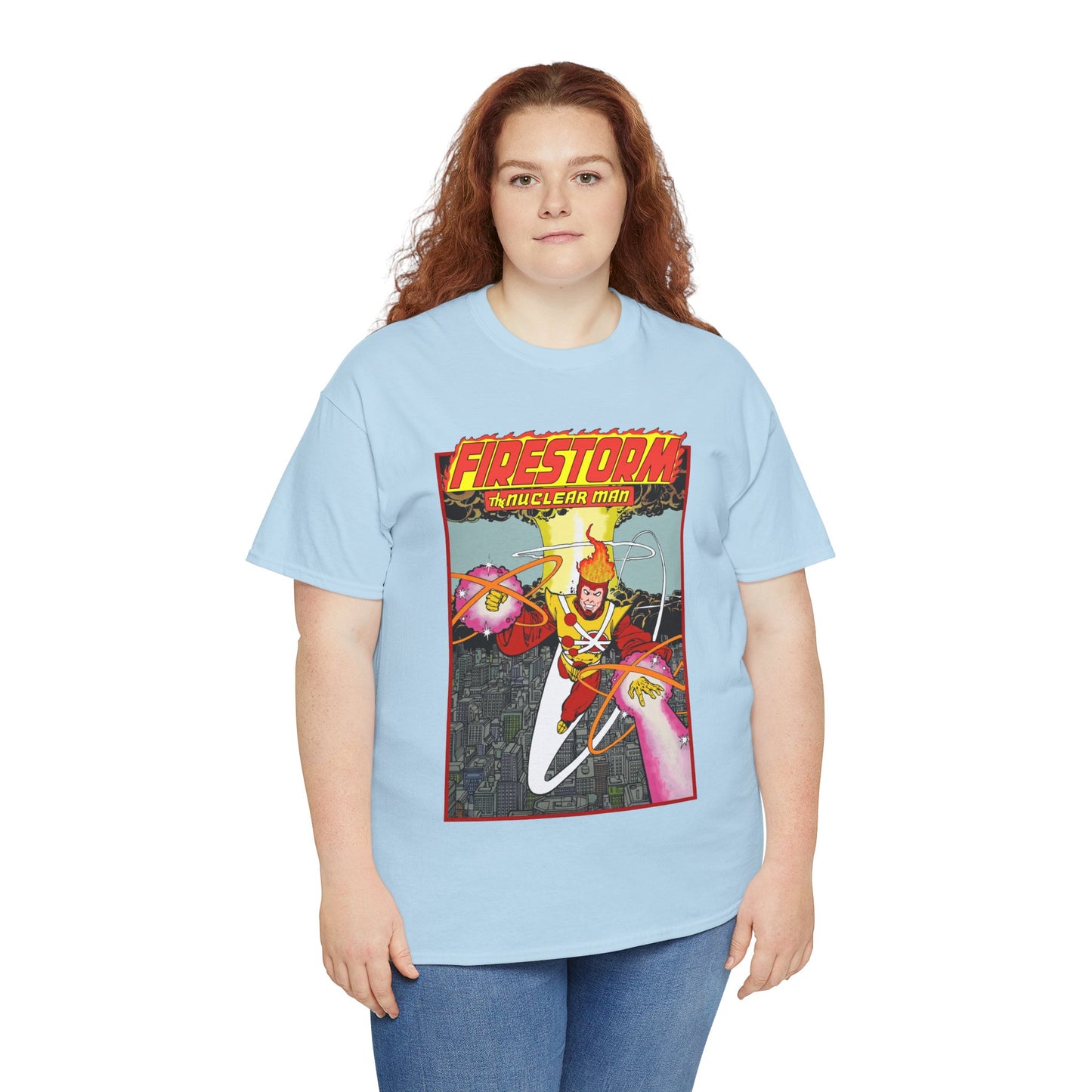 Firestorm the Nuclear Man T-Shirt - George Perez JLA Postcard Art 1980s - DC Comics - Justice League of America Member