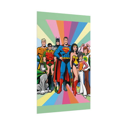 Super Friends Rolled Poster - Alex Toth Art - Hanna-Barbera 1970s Cartoon - Superman, Wonder Woman, Batman - DC Comics - Multiple Sizes Up to 24"x36"