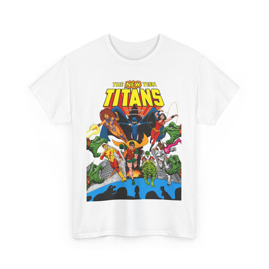 New Teen Titans T-Shirt - George Perez Art - Robin, Wonder Girl, Kid Flash, Changeling, Starfire, Cyborg, Raven - DC Comics - Classic 1980s Series
