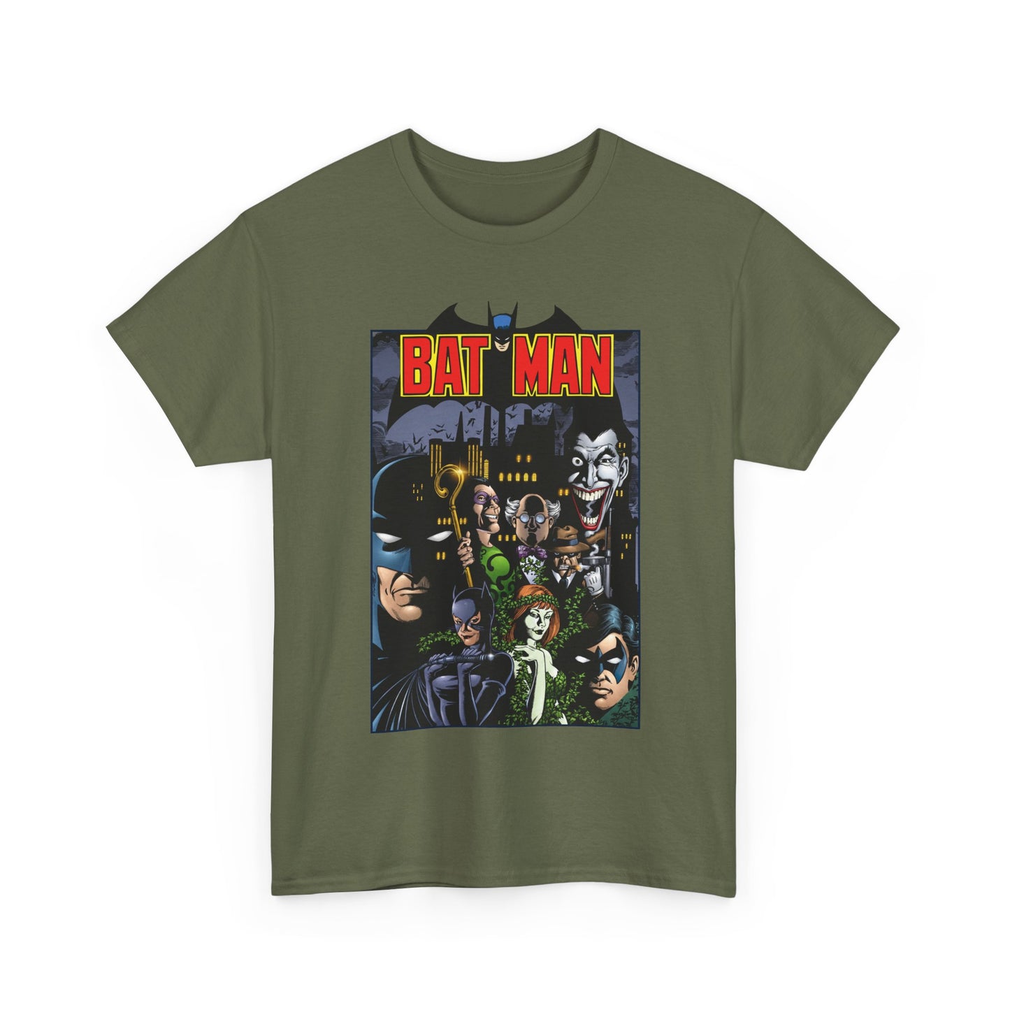 Batman T-Shirt - George Perez Art - Arkham Asylum - Joker, Catwoman, Poison Ivy, Riddler, Nightwing - DC Comics