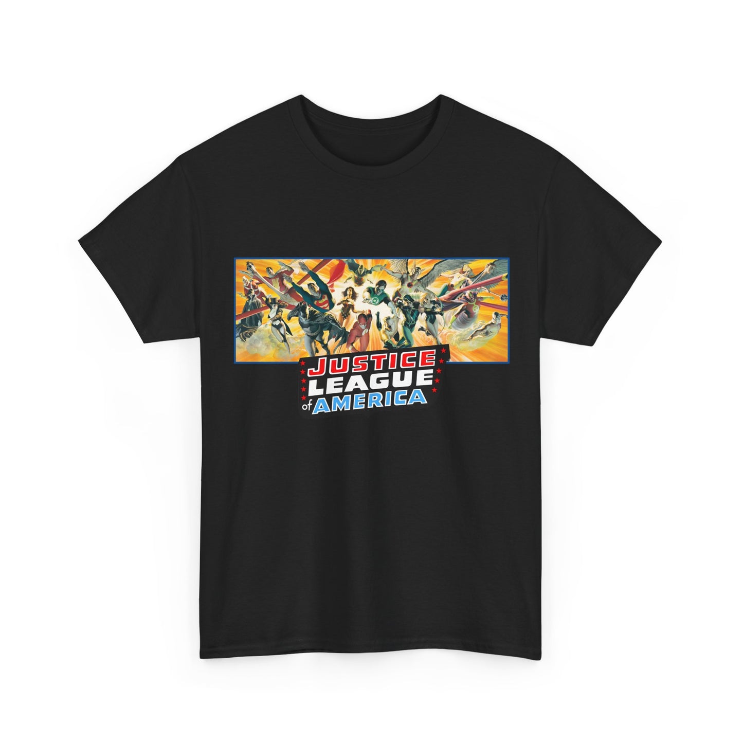 Justice League T-Shirt - Alex Ross Art - Superman, Batman, Wonder Woman, Black Canary, Hawkman, Green Lantern, Adam Strange, Plastic Man, Zatanna - DC Comics