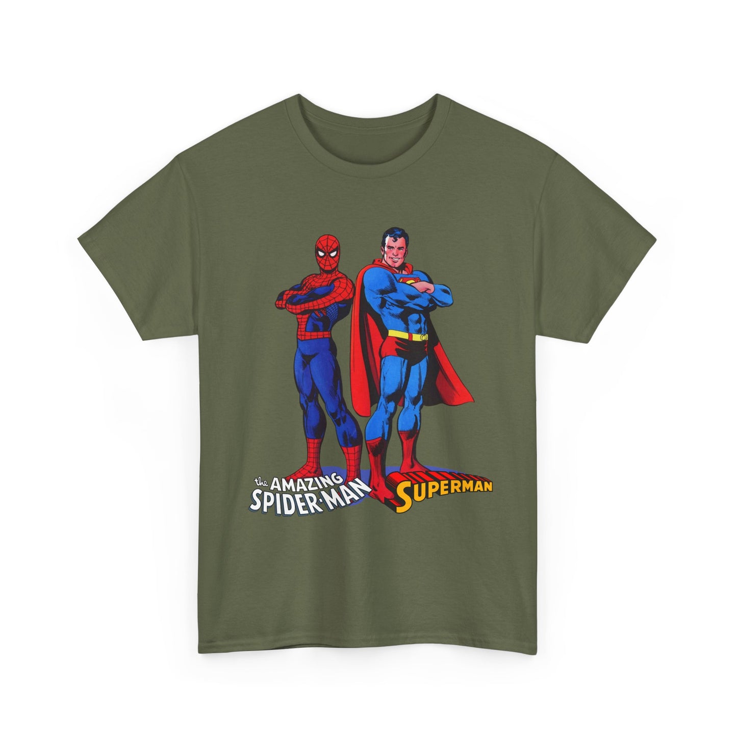 Amazing Spider-Man & Superman T-Shirt - Classic 1970s Marvel/DC Comics Crossover - Peter Parker & Clark Kent