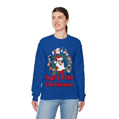 Yogi's First Christmas Crewneck Sweatshirt - Hanna-Barbera TV Holiday Special - Snagglepuss, Huckleberry Hound, Ranger Smith