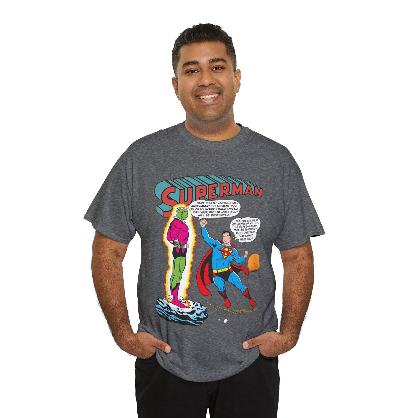 Superman T-Shirt - Curt Swan Art - Vs Brainiac- Silver Age 1st Appearance - DC Comics