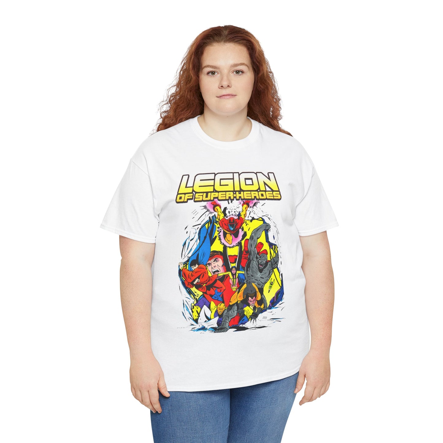 Legion of Super-Heroes T-Shirt - Mon-El, Colossal Kid, Wildfire, Dawnstar, Blok, Timber Wolf - LOSH - DC Comics