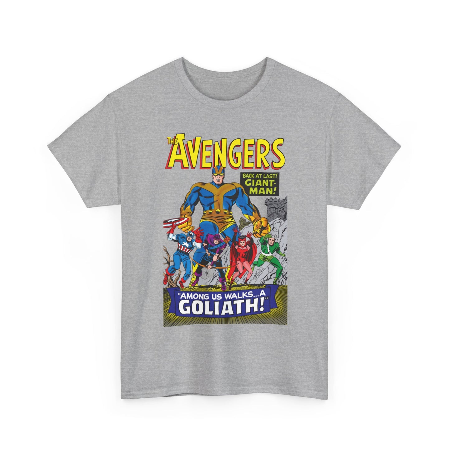 Avengers T-Shirt - Silver Age Art - Early Giant-Man Appearance - Captain America, Hawkeye, Scarlet Witch, Quicksilver - Marvel Comics