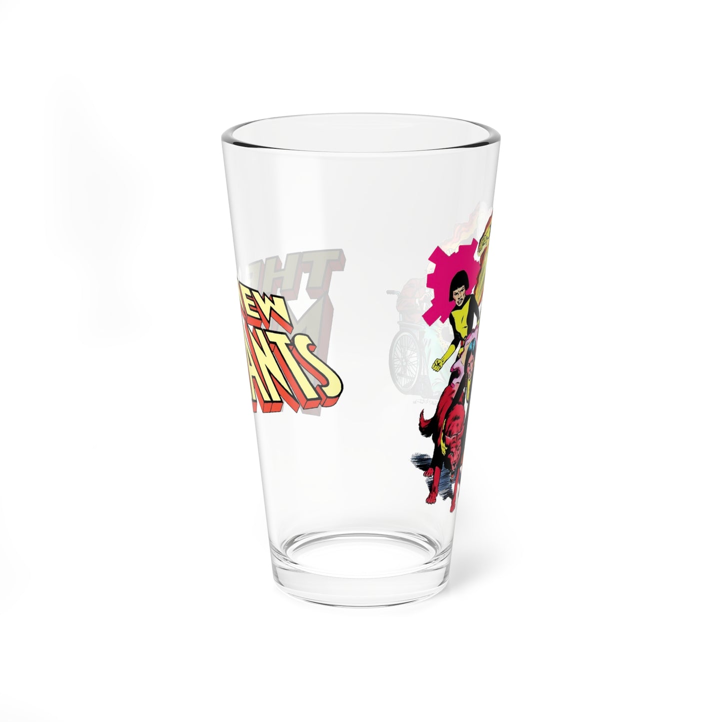 New Mutants Pint Glass, 16oz - Marvel Comics - Sunspot, Wolfsbane, Cannonball - X-Men Family - Mutants