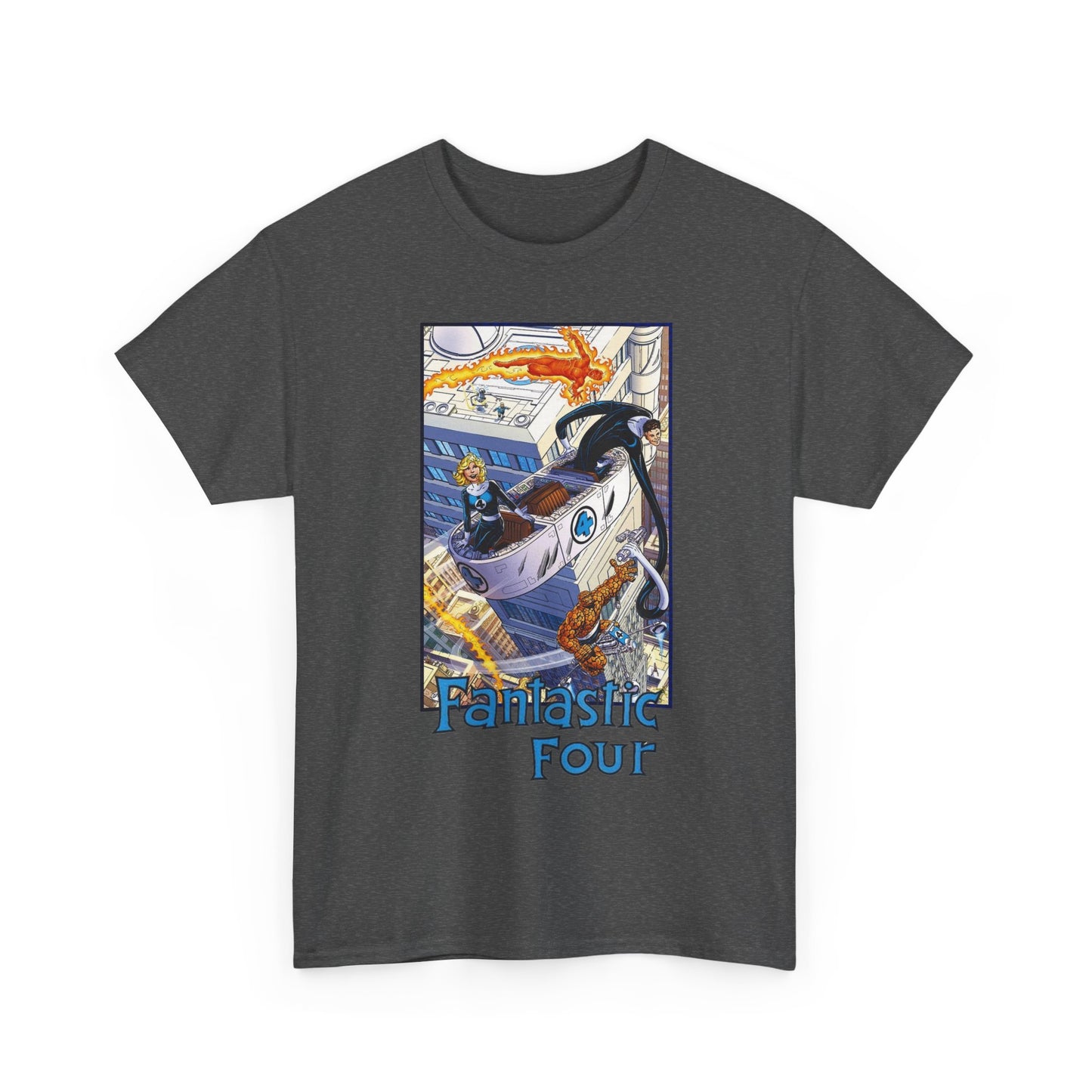 Fantastic Four T-Shirt - John Byrne Art - Invisible Woman, Thing, Human Torch, Reed Richards - Fantasticar, Baxter Building - Marvel Comics