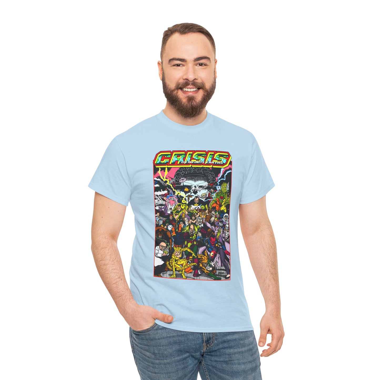 Crisis on Infinite Earths T-Shirt - DC Comics - George Perez Art - Joker, Lex Luthor, Cheetah, Solomon Grundy, Black Adam, Deathstroke, Validus - #9 Cover - DC Comics