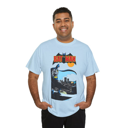 Batman T-Shirt - Jim Aparo Art - Dark Knight Looking Over Gotham City - Bronze Age Art - DC Comics