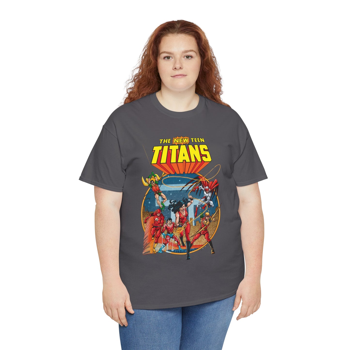 New Teen Titans T-Shirt - George Perez Art - Wonder Girl, Flash, Robin, Speedy, Aqualad, Hawk - DC Comics