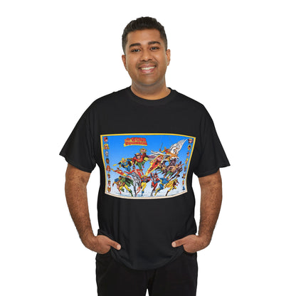 All-Star Squadron T-Shirt - Jerry Ordway Art - JSA Connection - Firebrand, Robotman, Amazing Man, Shining Knight, Tarantula, Dr Fate - Retro 1980s Series - DC Comics