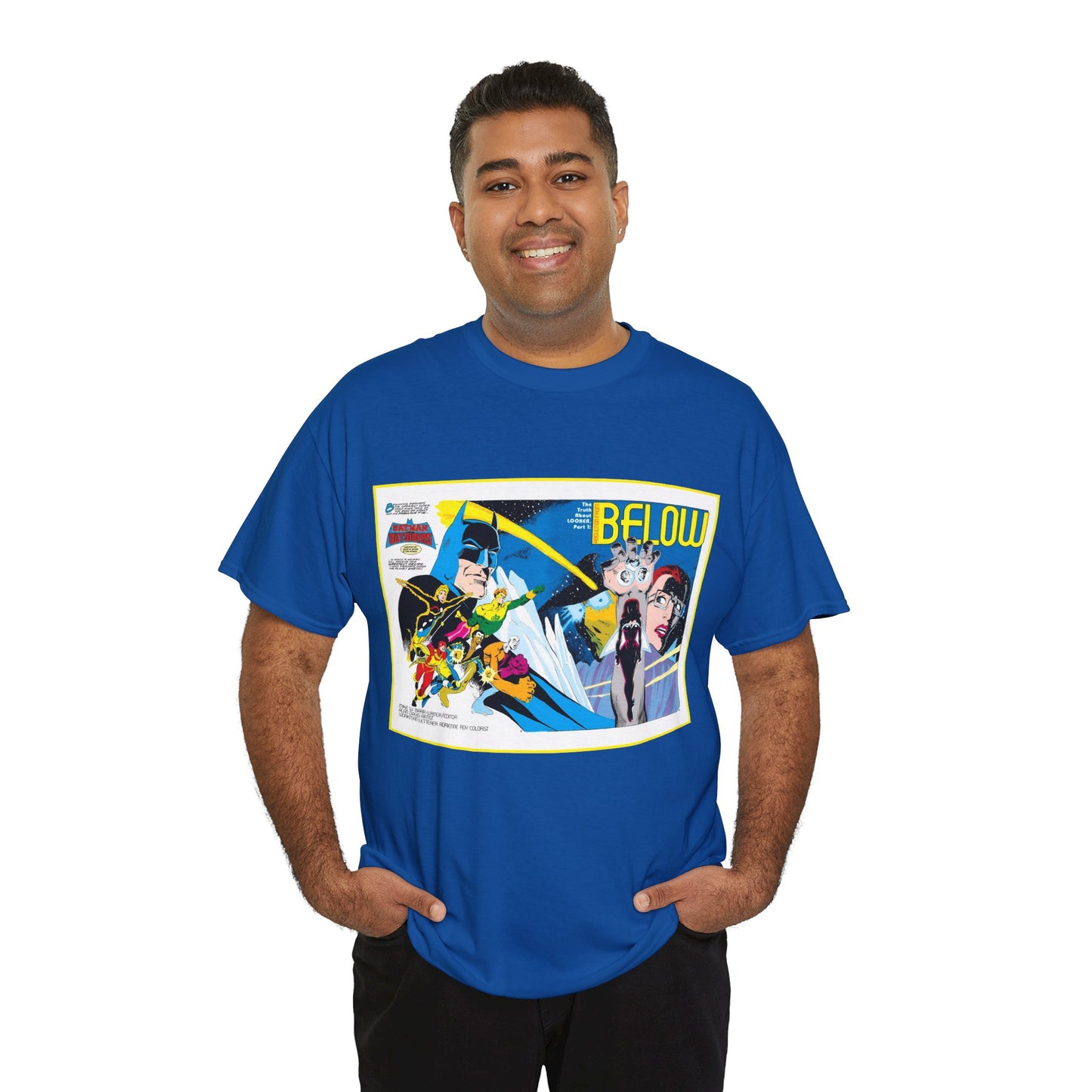Batman & the Outsiders T-Shirt - Alan Davis Art - Promotional Poster - Looker, Halo, Katana, Geo-Force, Metamorpho, Black Lightning - DC Comics
