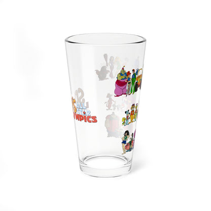 Scooby's All-Star Laff-A-Lympics Pint Glass, 16oz - 1970s Hanna-Barbera Cartoon - Speed Buggy, Yogi Bear, Grape Ape, Wally Gator, Huckleberry Hound, Captain Caveman